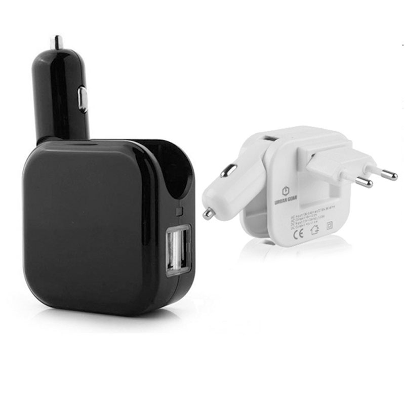 2 in 1 Car and Home Charger with 2 USB Ports
