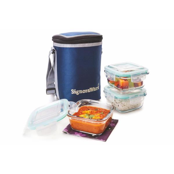 Signoraware Director Glass Lunch Box With Bag