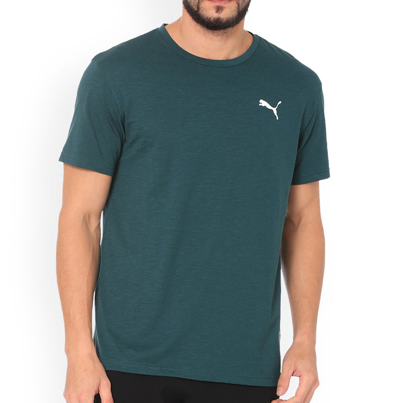 Puma Men Green Solid Round Neck T-shirt