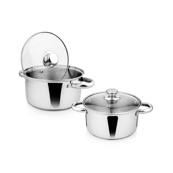 Brodees Induction Friendly Stainless Steel Casserole Set of 2 