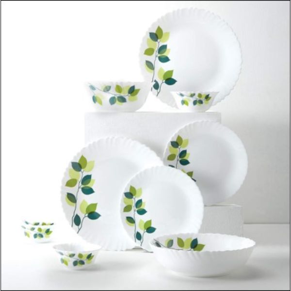  Borosil Green Leaves Silk Series Opalware Dinner Set