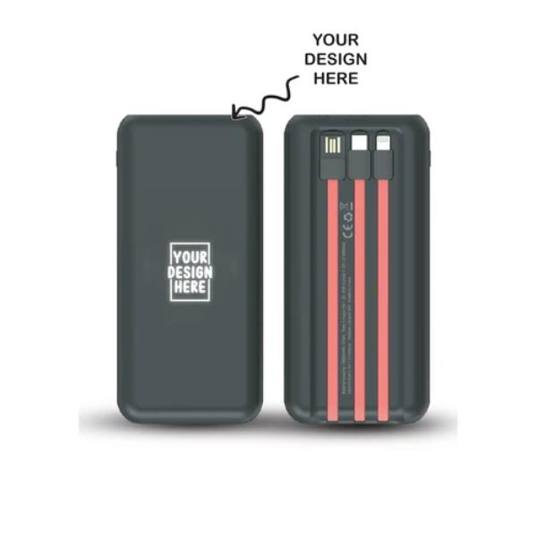 Beam 10000 mAh Powerbank with Inbuilt Cables