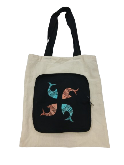 All in one Foldable Tote and Pouch bag 