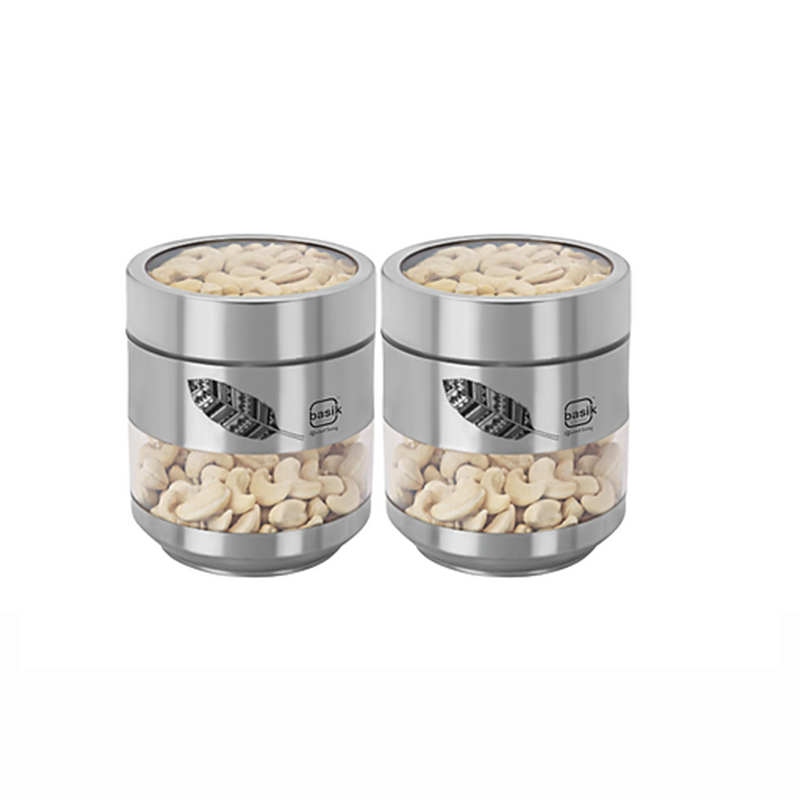 Basik Stainless Steel Platinum Containers- 2 Piece