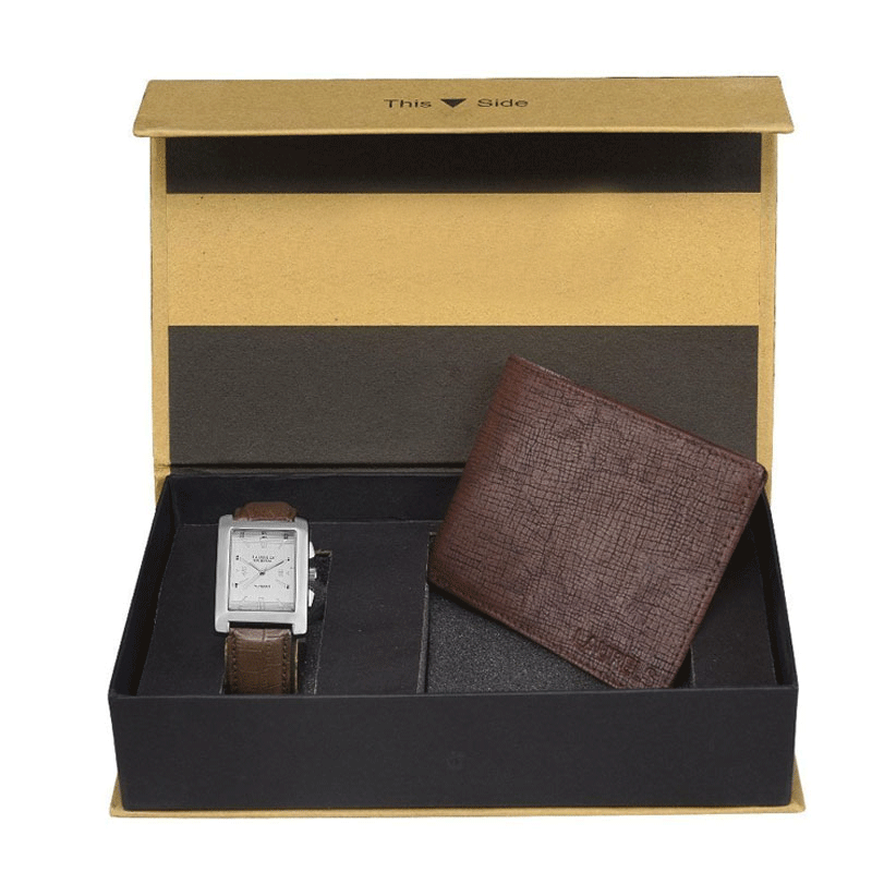 White Mens Wallet and Watch Combo
