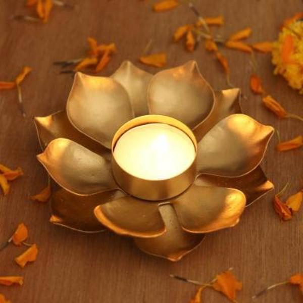 Metal Flower Tealight Votive 