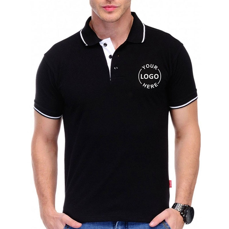 Black With White Tipping Polo T-shirt