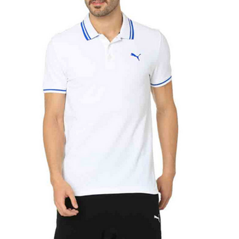 Puma Solid Mens Polo Neck White T-Shirt