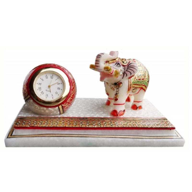 Marble Elephant With Clock