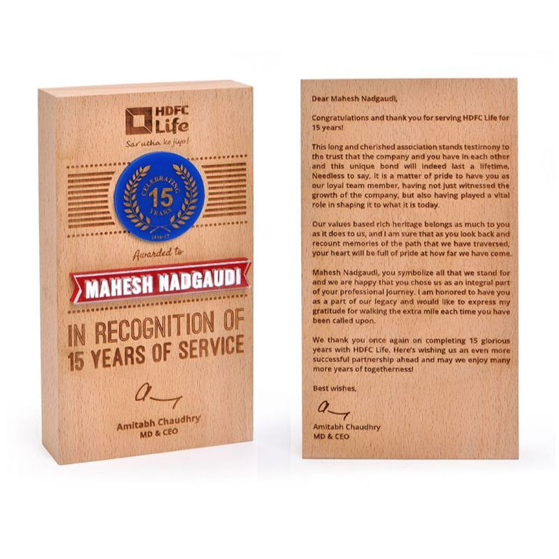 15 Years of Service Plaque
