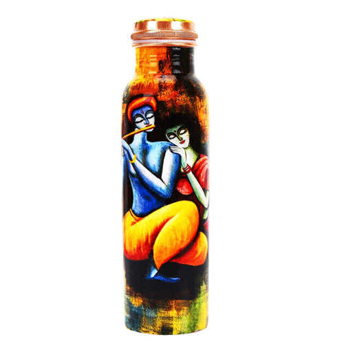Radha Krishna Printed Copper Water Bottle