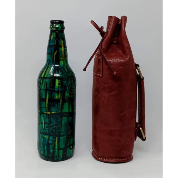 Glass Bottle with Vegan Leather Travel Carrier