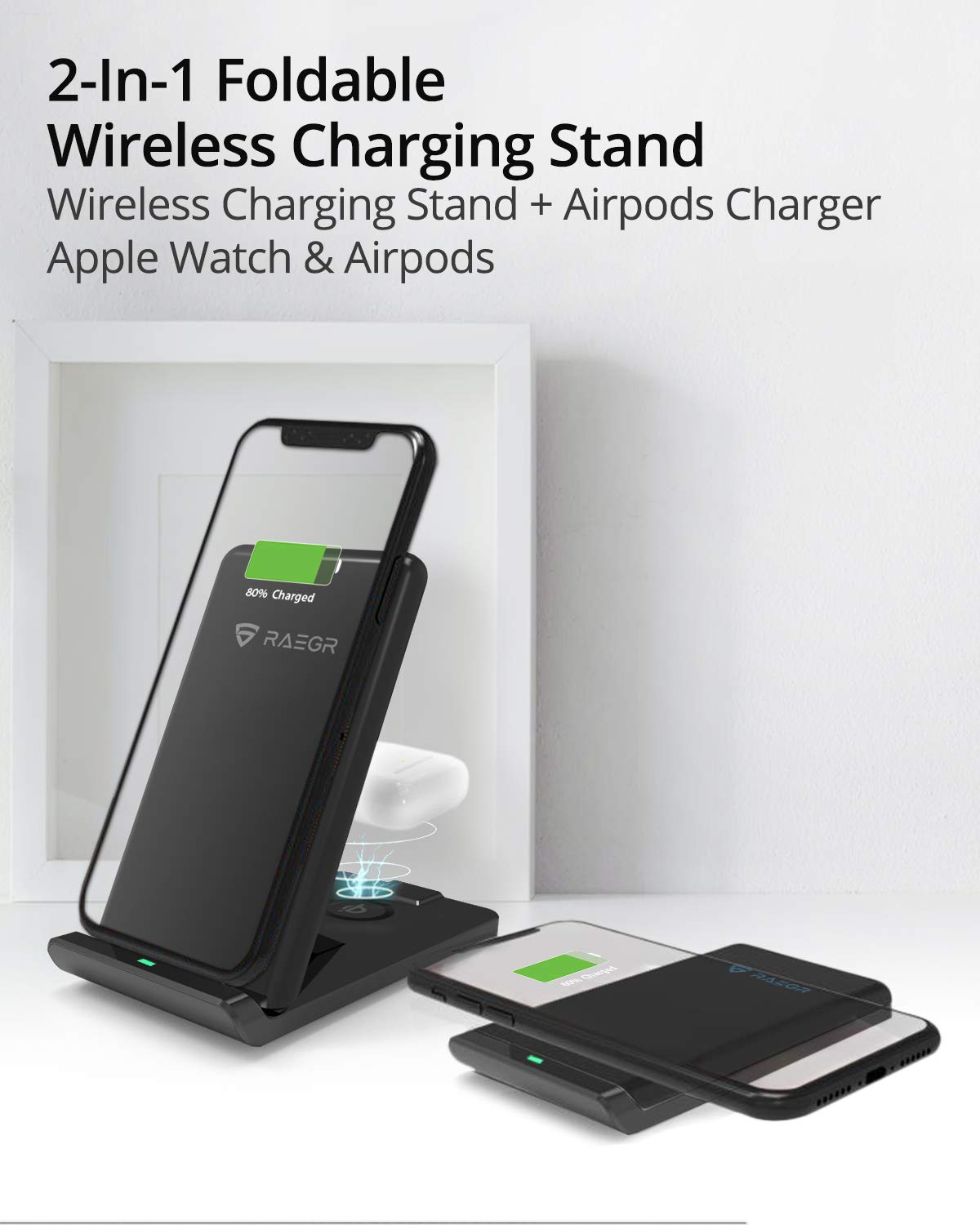 Wireless Charging Stand 2 in 1 Sandstone Black