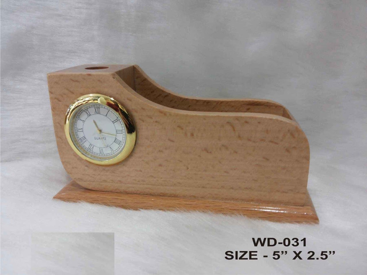 Wooden Pen Stand with clock