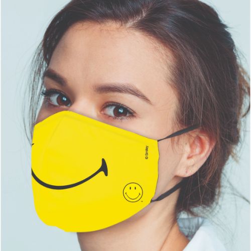 Original Smiley Brand Reusable Anti Viral Face Mask - with 2 Certified Filter- Yellow Smiley