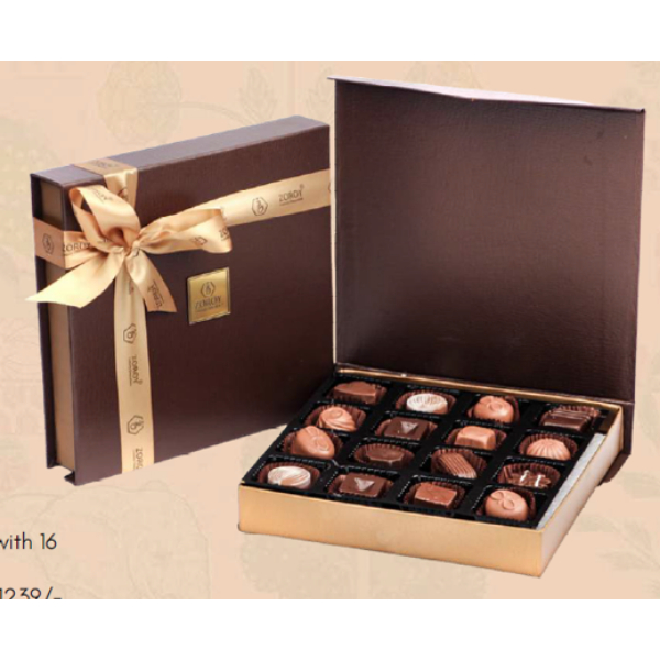 ZOROY LEATHER 16 - Leather feel paper box with 16 chocolates